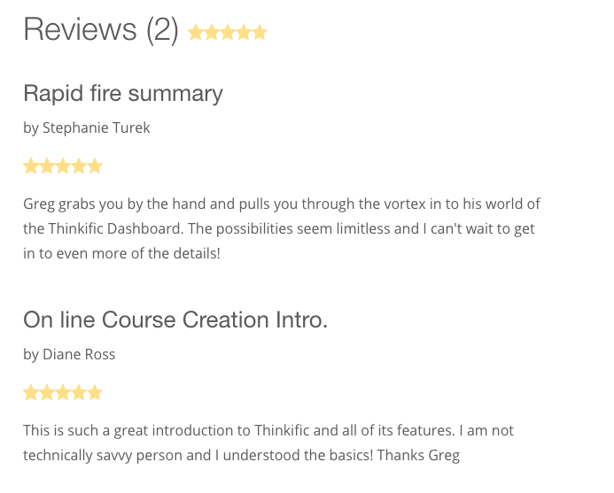 Social proof - online course reviews