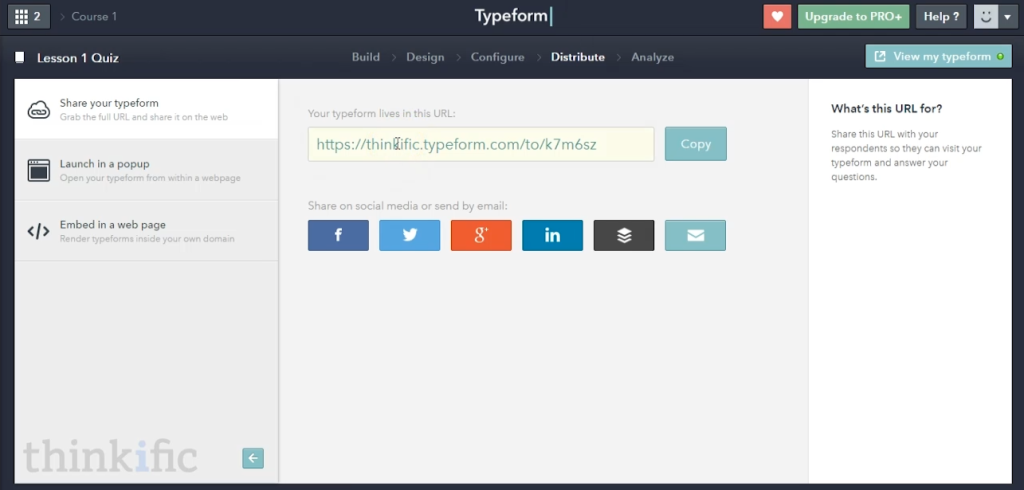 How to Create Quizzes for your Online Course using Typeform (Step 10)