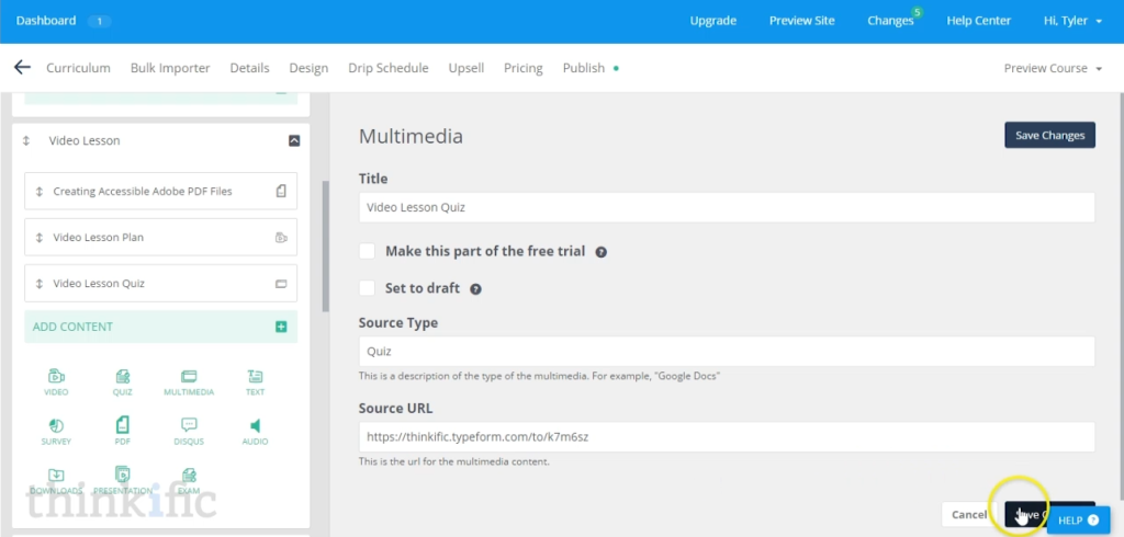 How to add a Typeform quiz to your Thinkific course (Step 4)