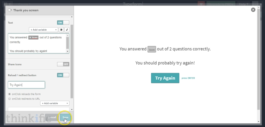 How to Create Quizzes for your Online Course using Typeform (Step 6)