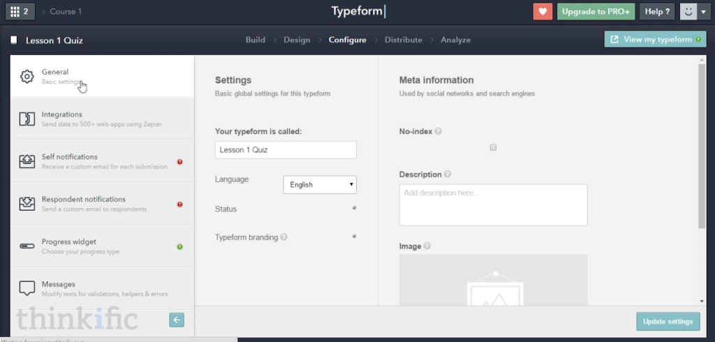 How to Create Quizzes for your Online Course using Typeform (Step 9)