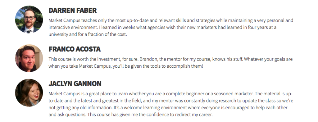 testimonials for online courses