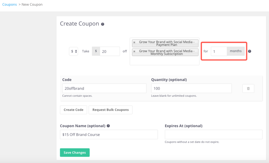 Coupon Settings