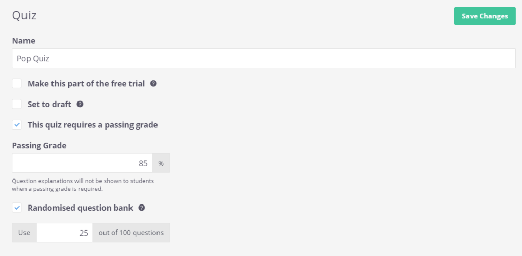 Randomized Quiz Question Bank