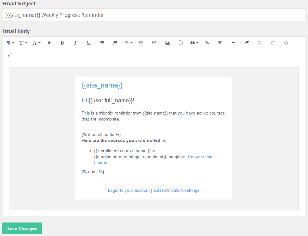 Weekly Reminder Emails