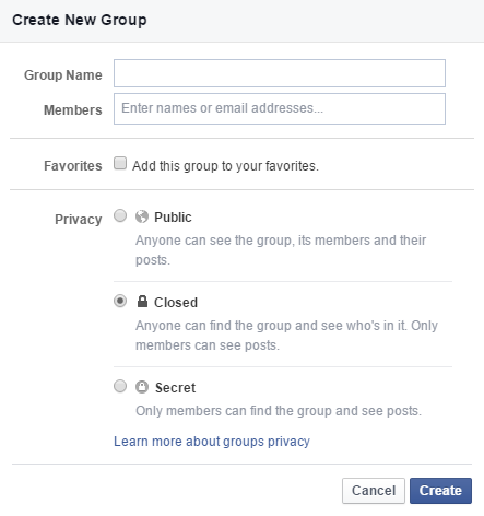 Facebook Group Privacy Settings