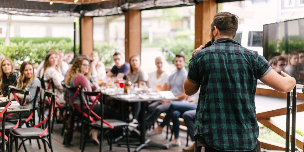 A Thinkific course creator teaching their class to a live audience