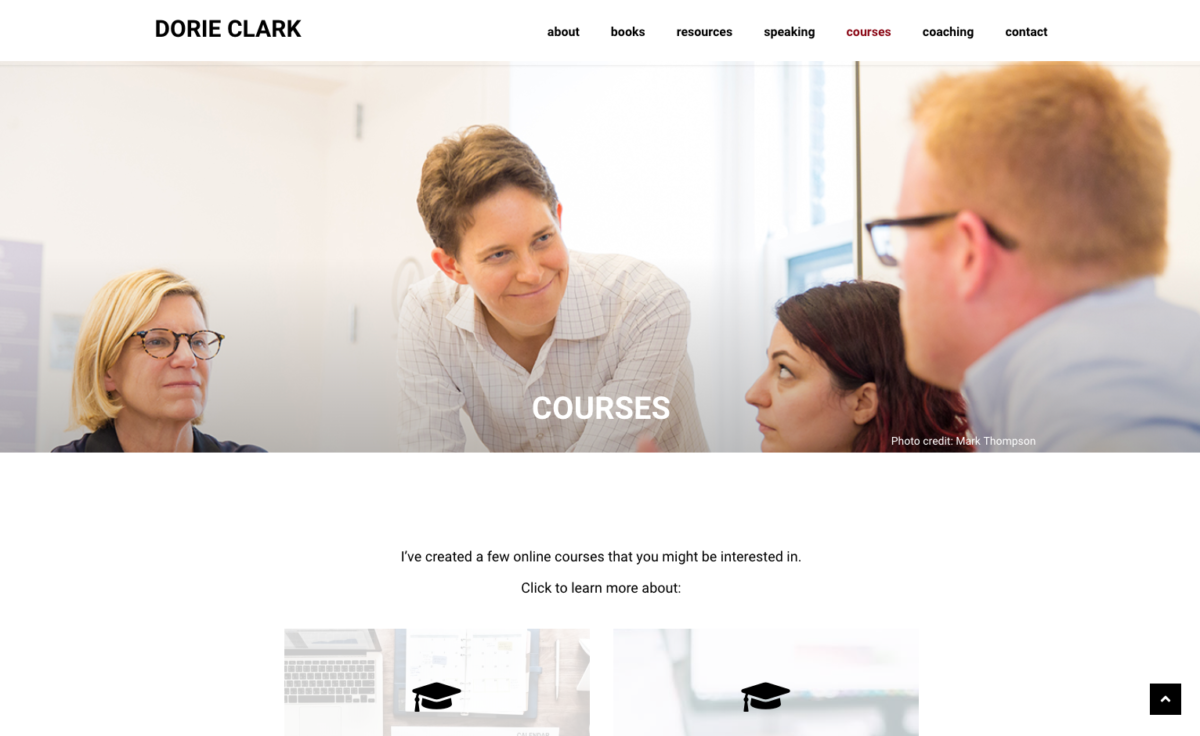 Dorie Clark hosts her online courses on Thinkific | Create and sell online courses | Thinkific online course platform