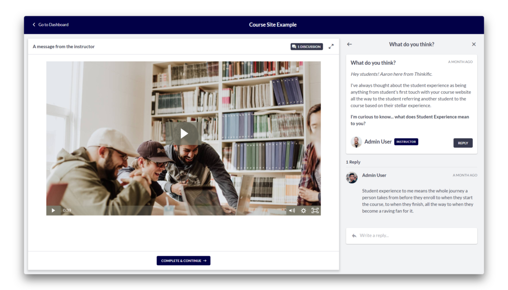 Discussion thread in a Thinkific online course