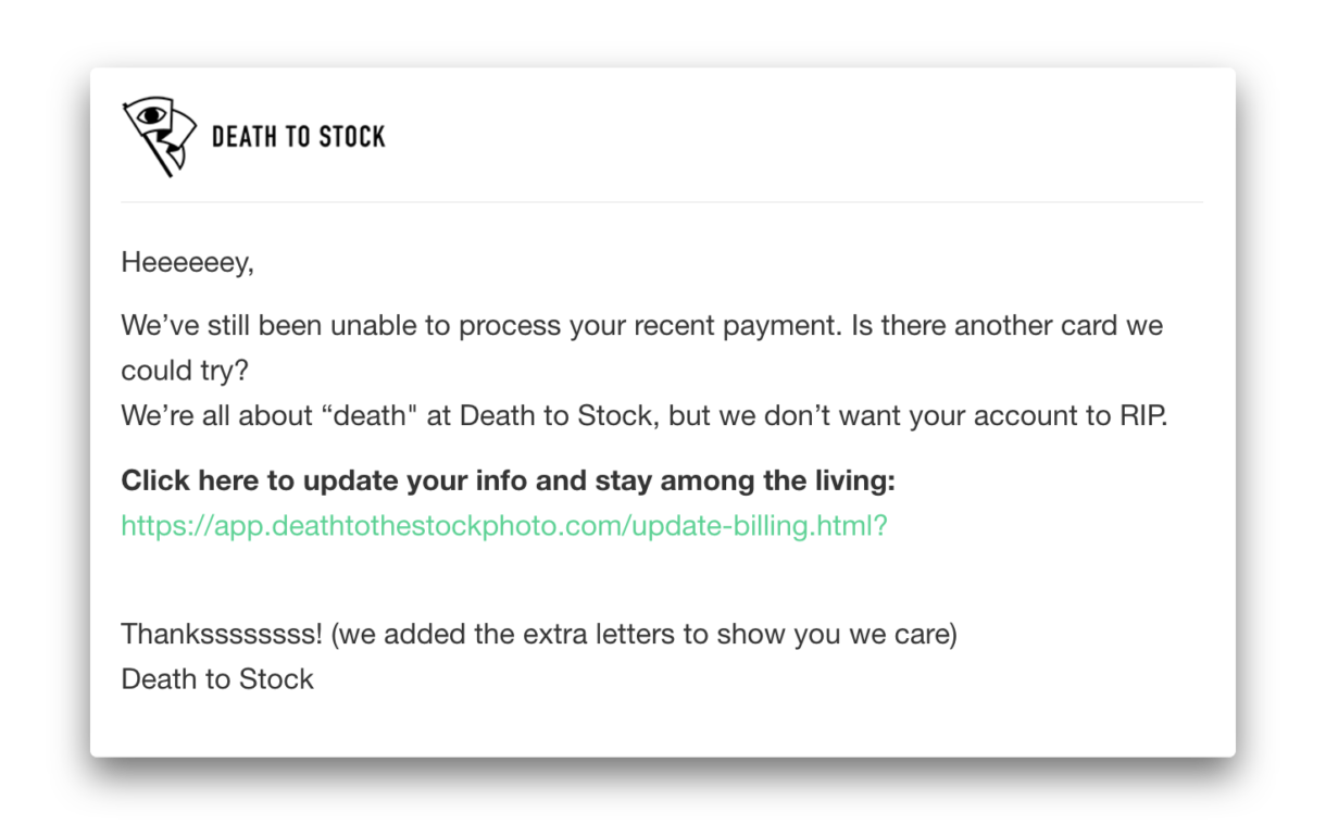 Transactional-email-example-Death-to-stock