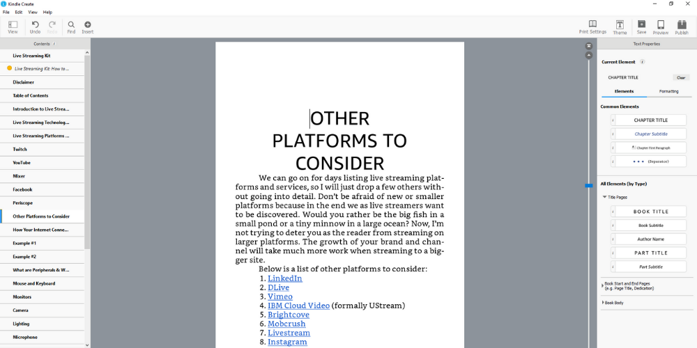 Kindle Create ebook creator