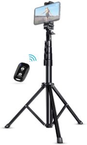 Example of a phone mounted on a tripod to record videos