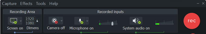 Camtasia Screen Recording Bar