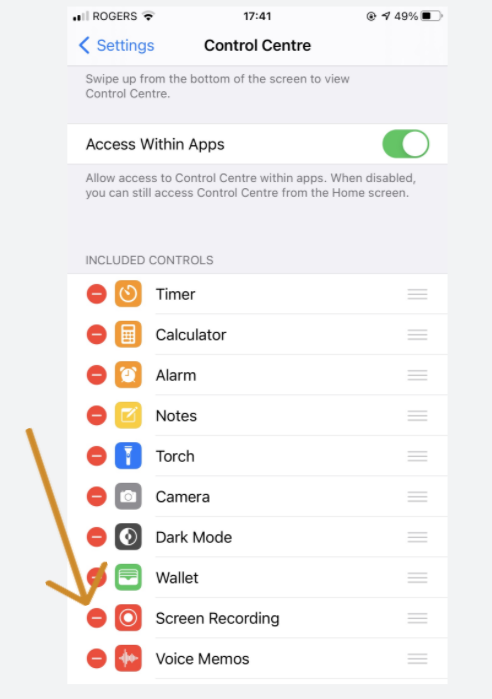 iphone - Adding Screen Recording option to Control Center