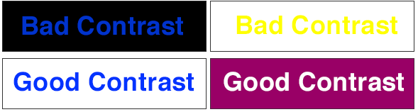 Examples demonstrating good and bad contrast