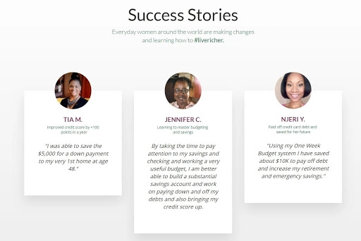 Screenshot of Success Stories from Tiffany Aliche's The Budgetnista