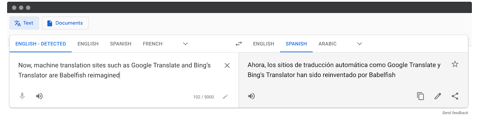 Screenshot: manually translate your online course by using Google or Bing Translate