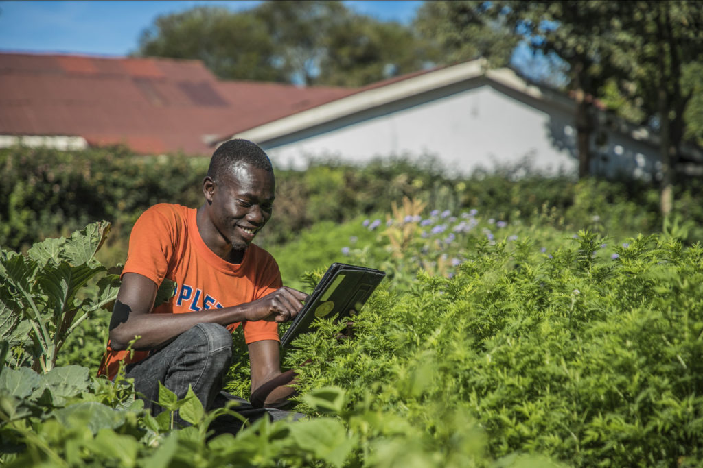 Thrive student working in the field