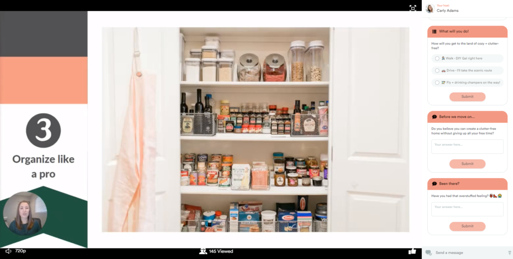 Carly Adams, eWebinar use in Tidy Revival