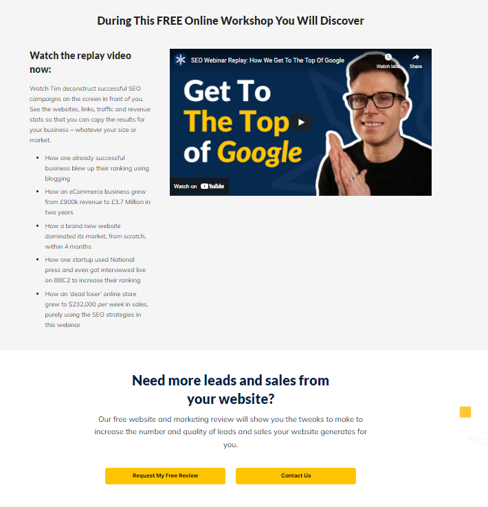 Webinar Landing Page Example - Free