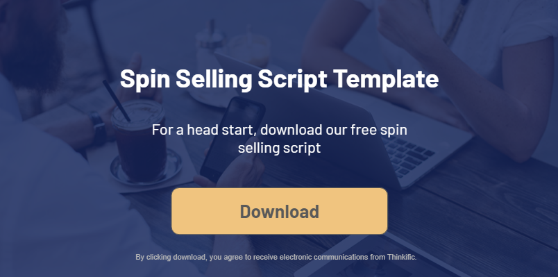 Banner to download the spin selling script template