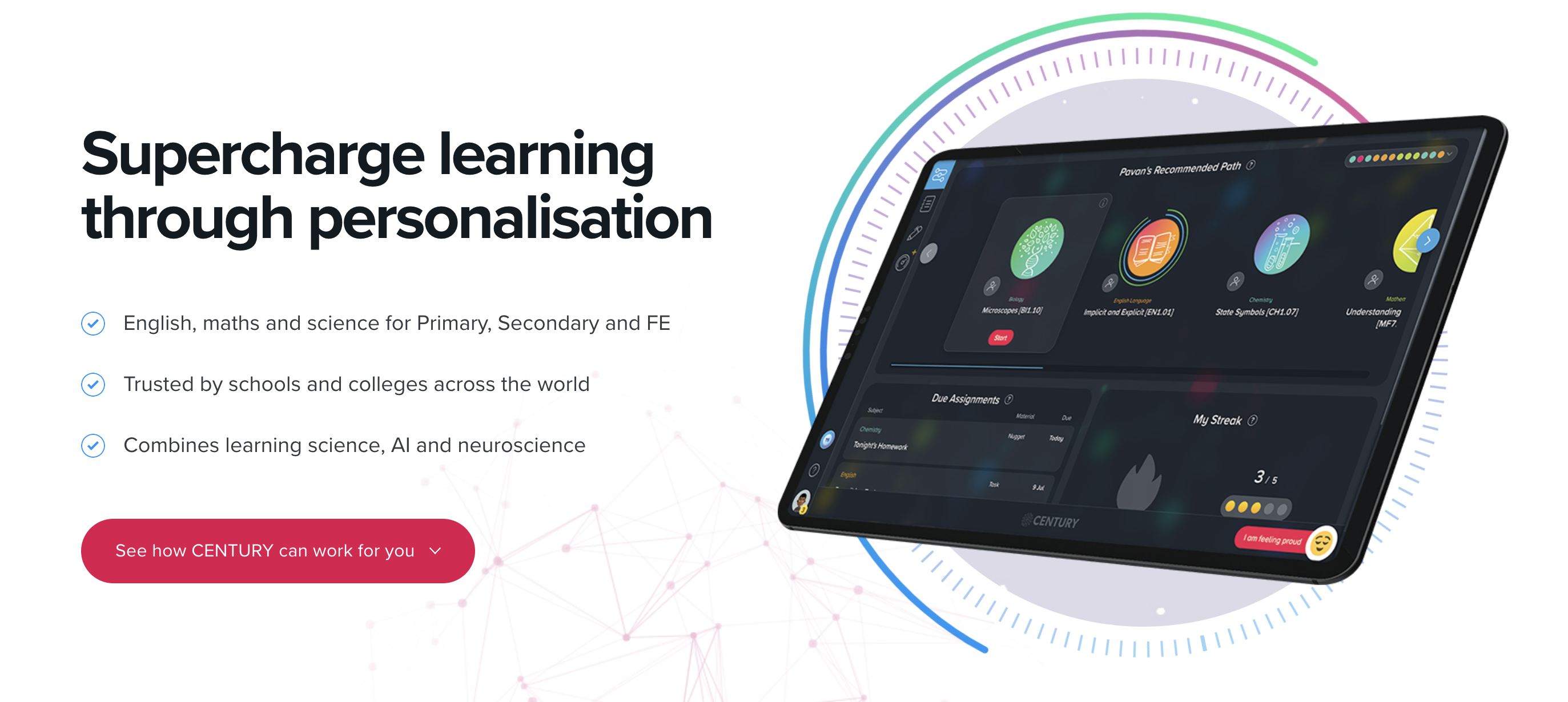 screenshot of AI company website to demonstrate AI and machine learning edtech trend