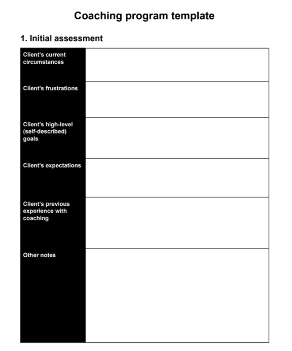 Free Coaching Program Template