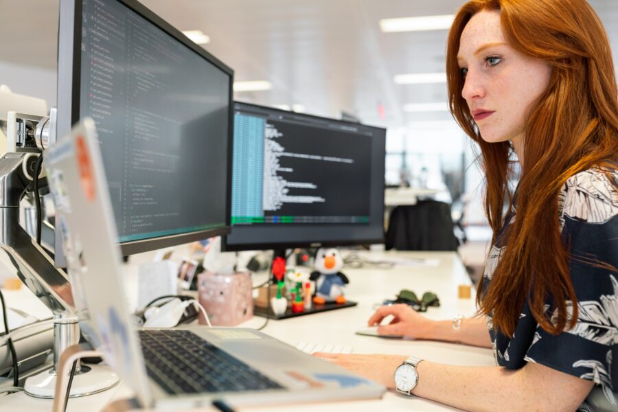 Woman working at computer in an office