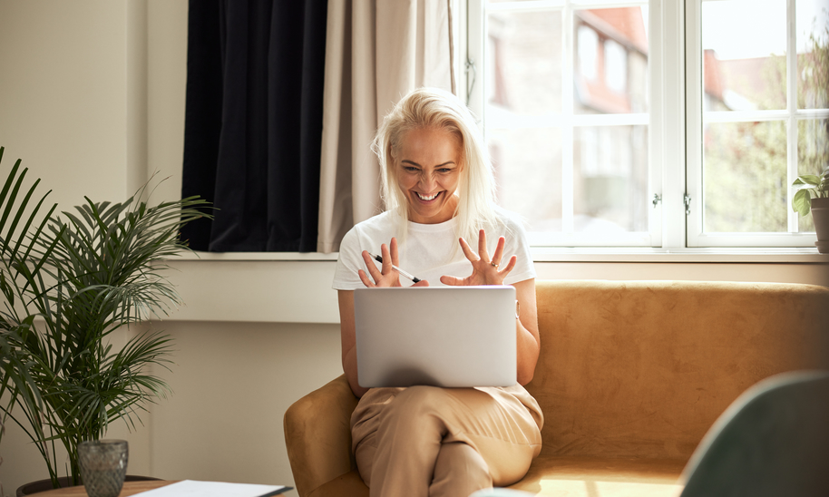 Life Coach talking with a client during an online session