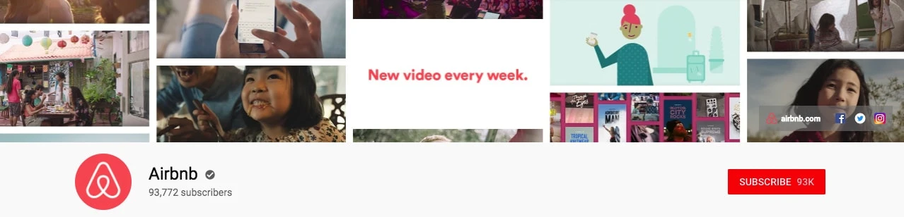 Airbnb's youtube banner promises a new video every week!