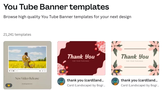 Example of Youtube Banner Templates in Canva