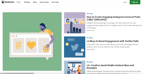 Screenshot of Hootsuite's blog