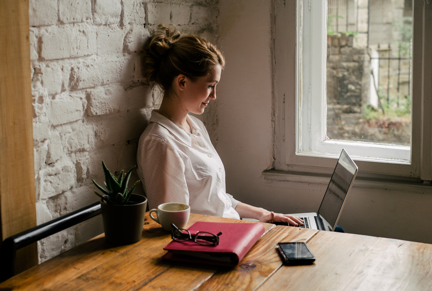 Woman blogging