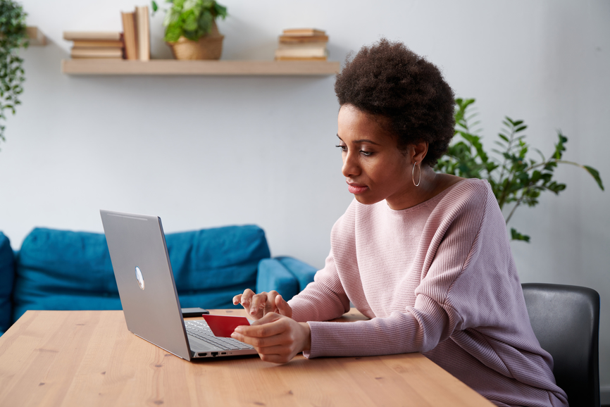 young woman online shopping