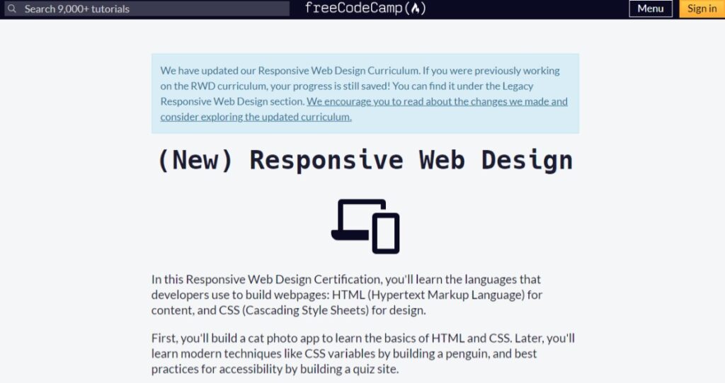 Free Course: Responsive Web Design from freeCodeCamp