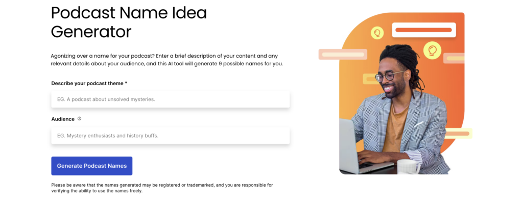 Screenshot of Podcast Name Generator