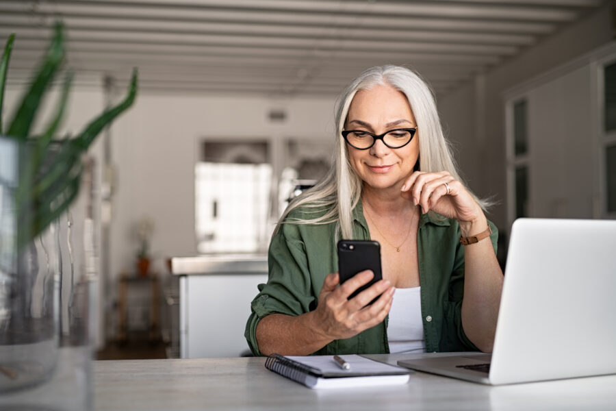woman building website