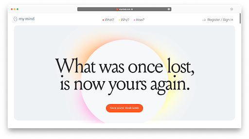 Screenshot of mymind website