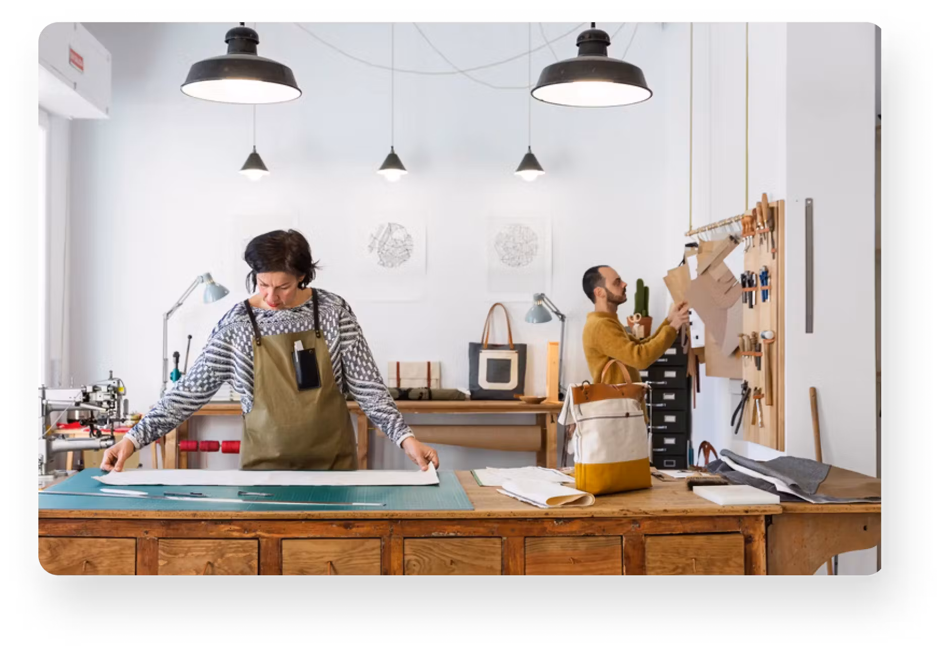 two people in a workshop