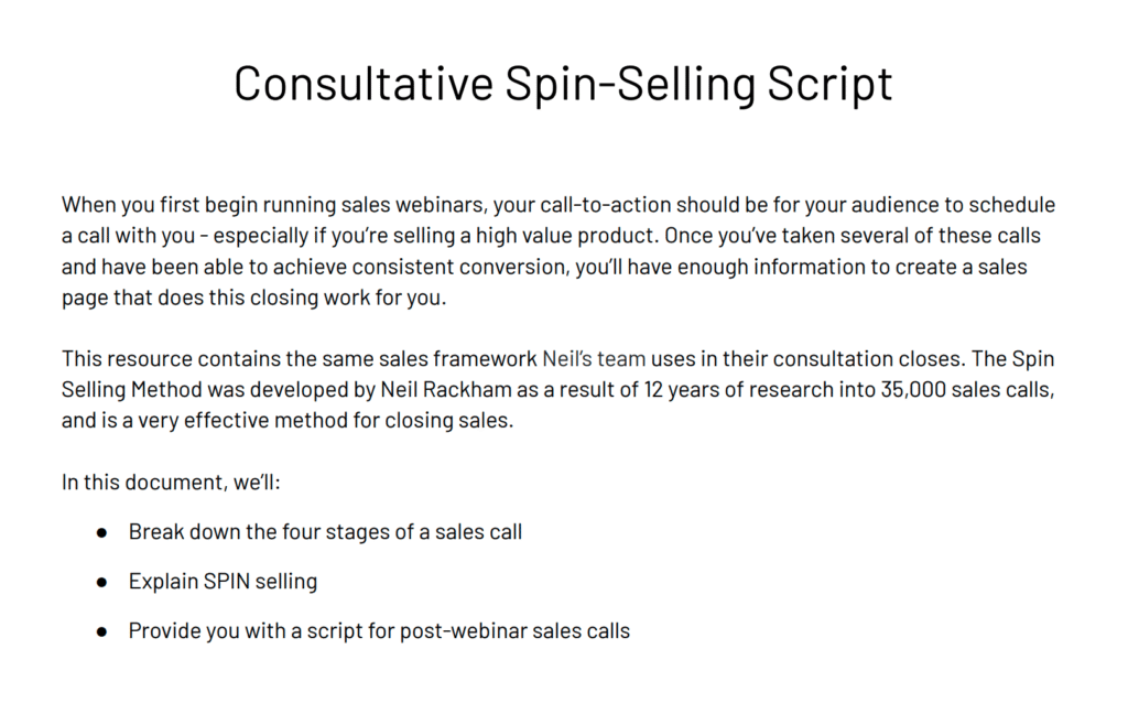 Free Spin Selling Script & Template | Thinkific