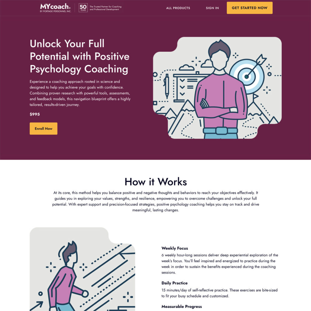 Portrait of MYcoach website