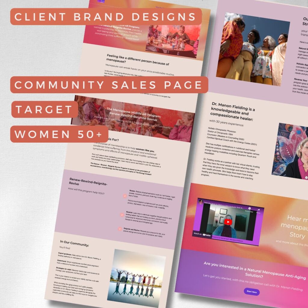 Client Brand Designs, community sales page, target women 50+