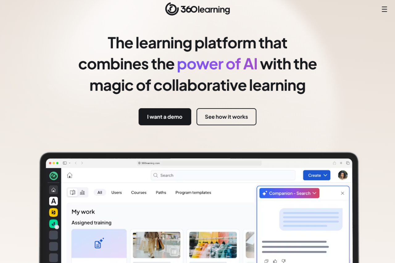 360Learning homepage screenshot