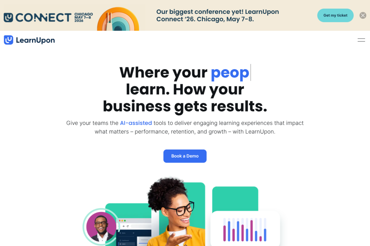 LearnUpon homepage screenshot