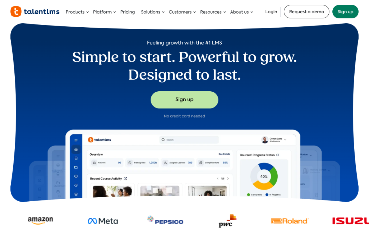 TalentLMS homepage screenshot