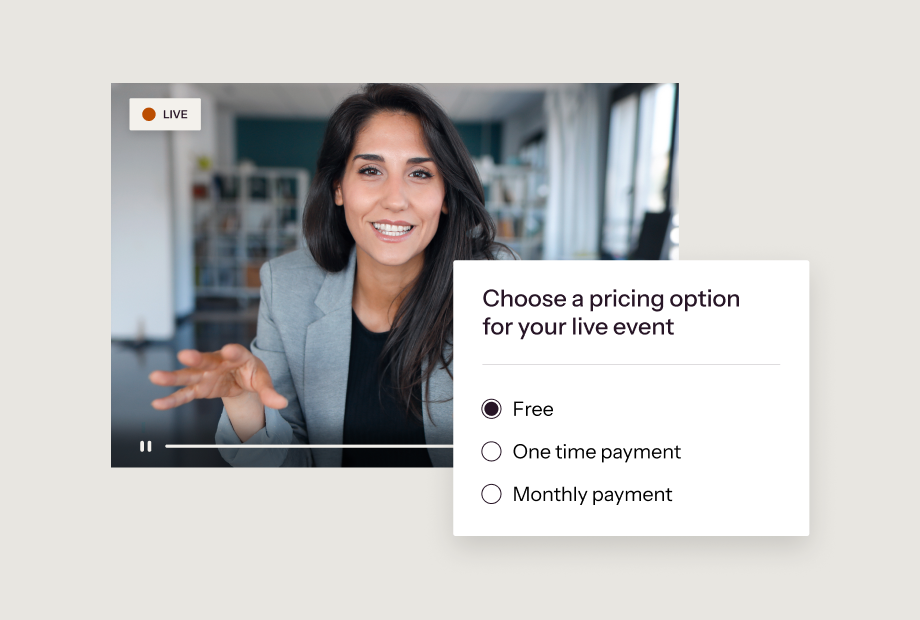 A woman on a live call with a pricing option mockup