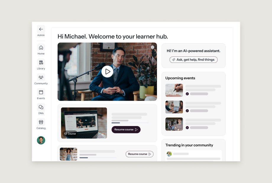 Learner hub interface