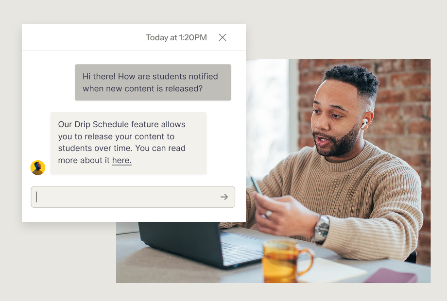 A man is answering a support query