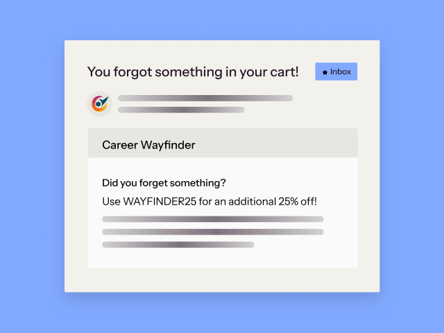 A mockup of an abandoned cart notification