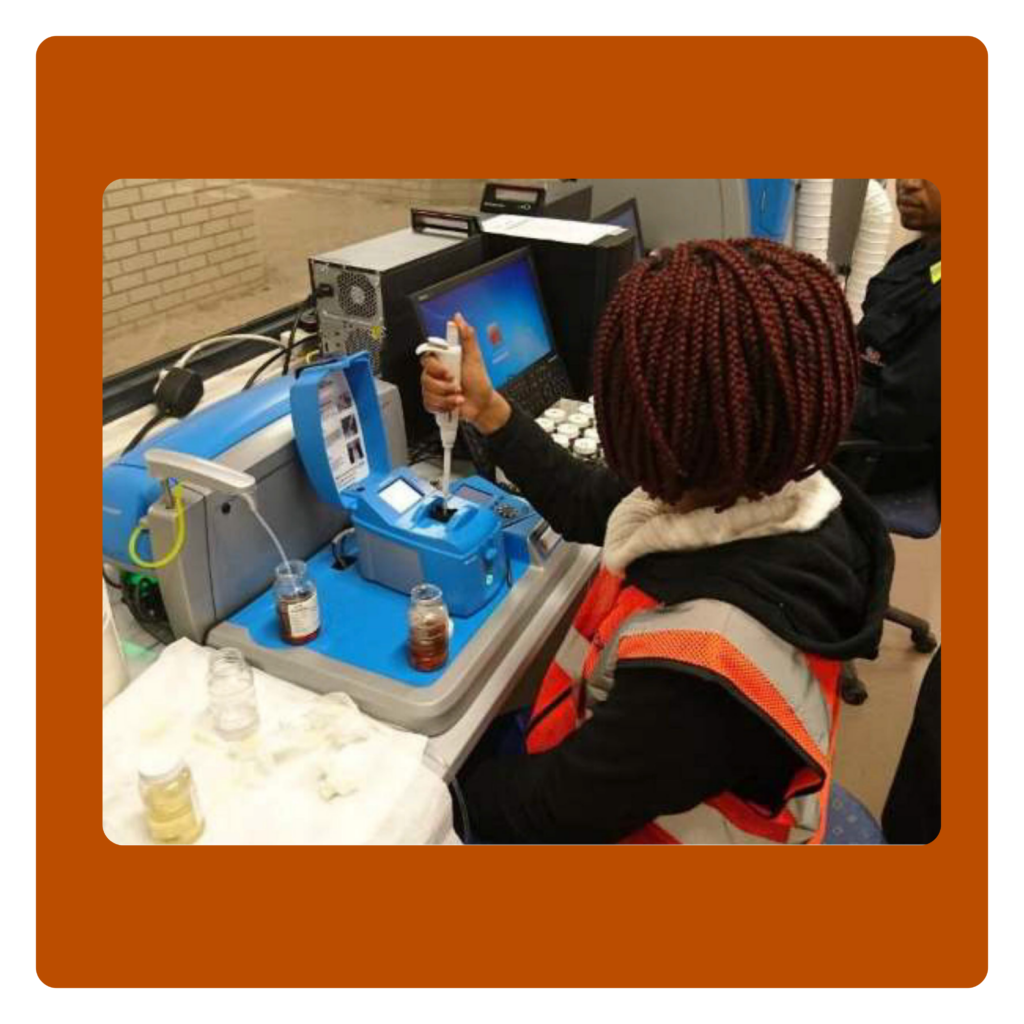 Professional doing lab grade oil analysis